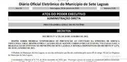 Novo decreto da Prefeitura Municipal de Sete Lagoas suspende eventos com mais de 600 pessoas